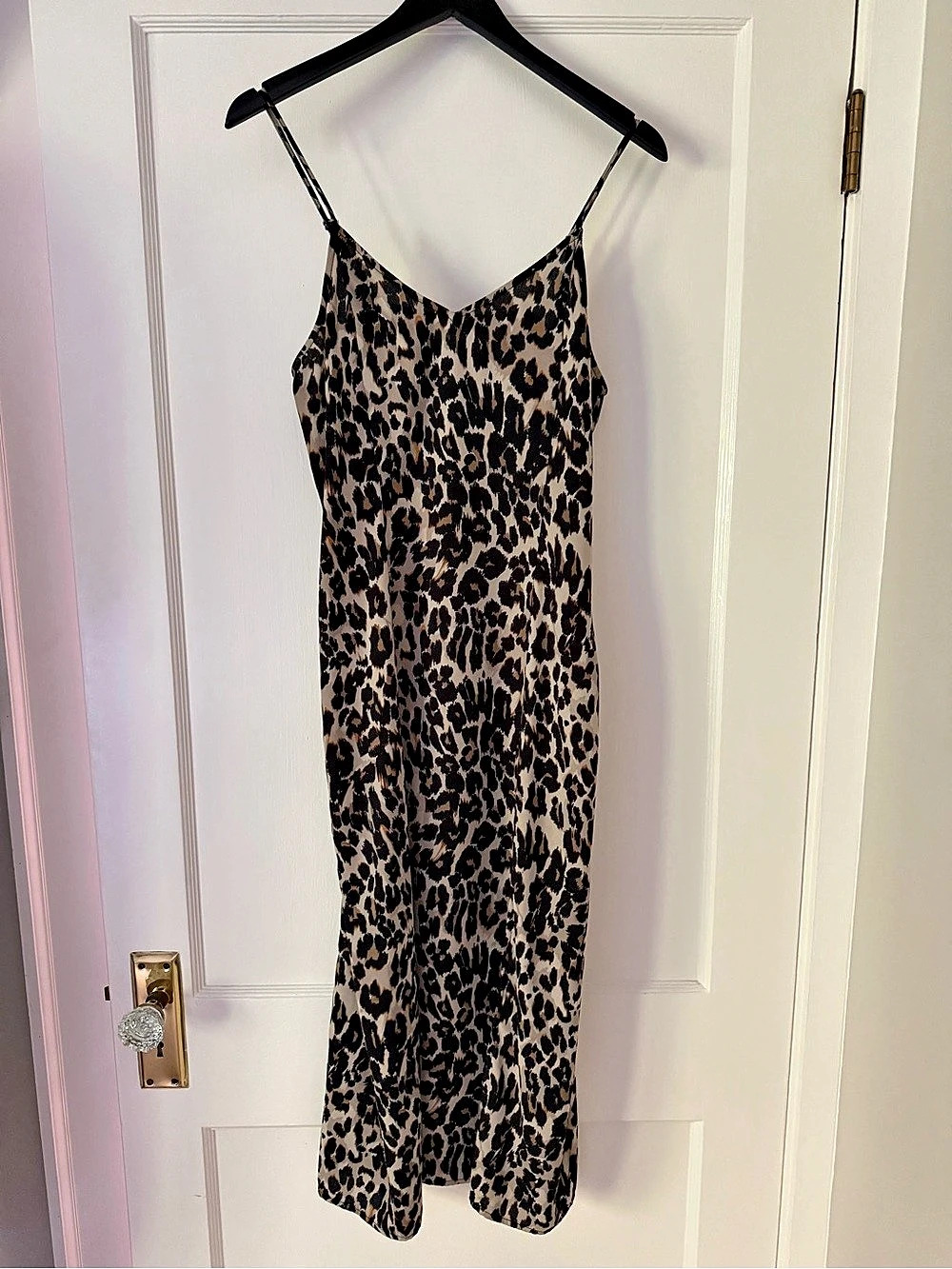 Leopard Print Midi Slip Dress